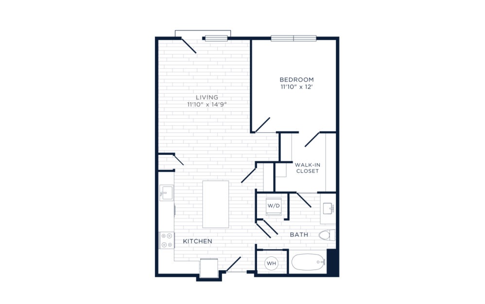 Cooperage - 1 bedroom floorplan layout with 1 bath and 692 square feet.