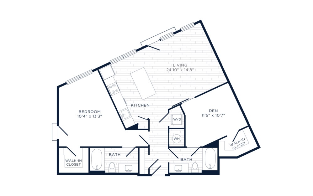 Single Estate - 1 bedroom floorplan layout with 1 bath and 989 square feet.